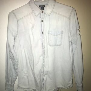 distressed button down shirt